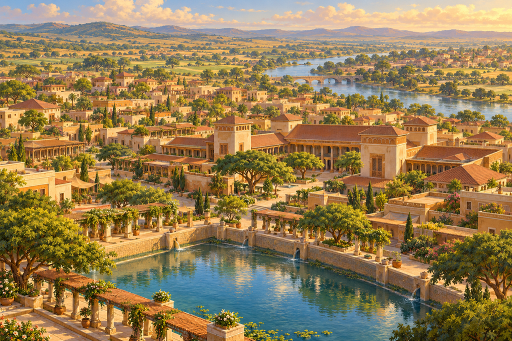 Demerra's broad roofs, shaded streets, gardens and inland river setting.